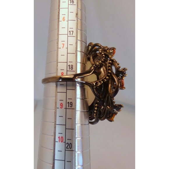 HUGE 17CT Ethiopian Welo Opal Citrine Sterling Silver Ring SZ 8 OOAK Statement - Picture 10 of 11